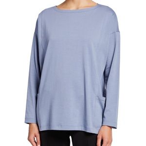 Eileen Fisher Organic Cotton/Lycra Tunic NWOT Slate Blue New Great w/leggings XL